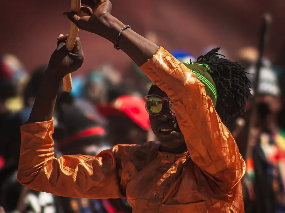 A drummer performing